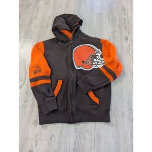 NFL Team Apparel Cleveland Browns Hooded sweatshirt‎ kid's Large brown orange